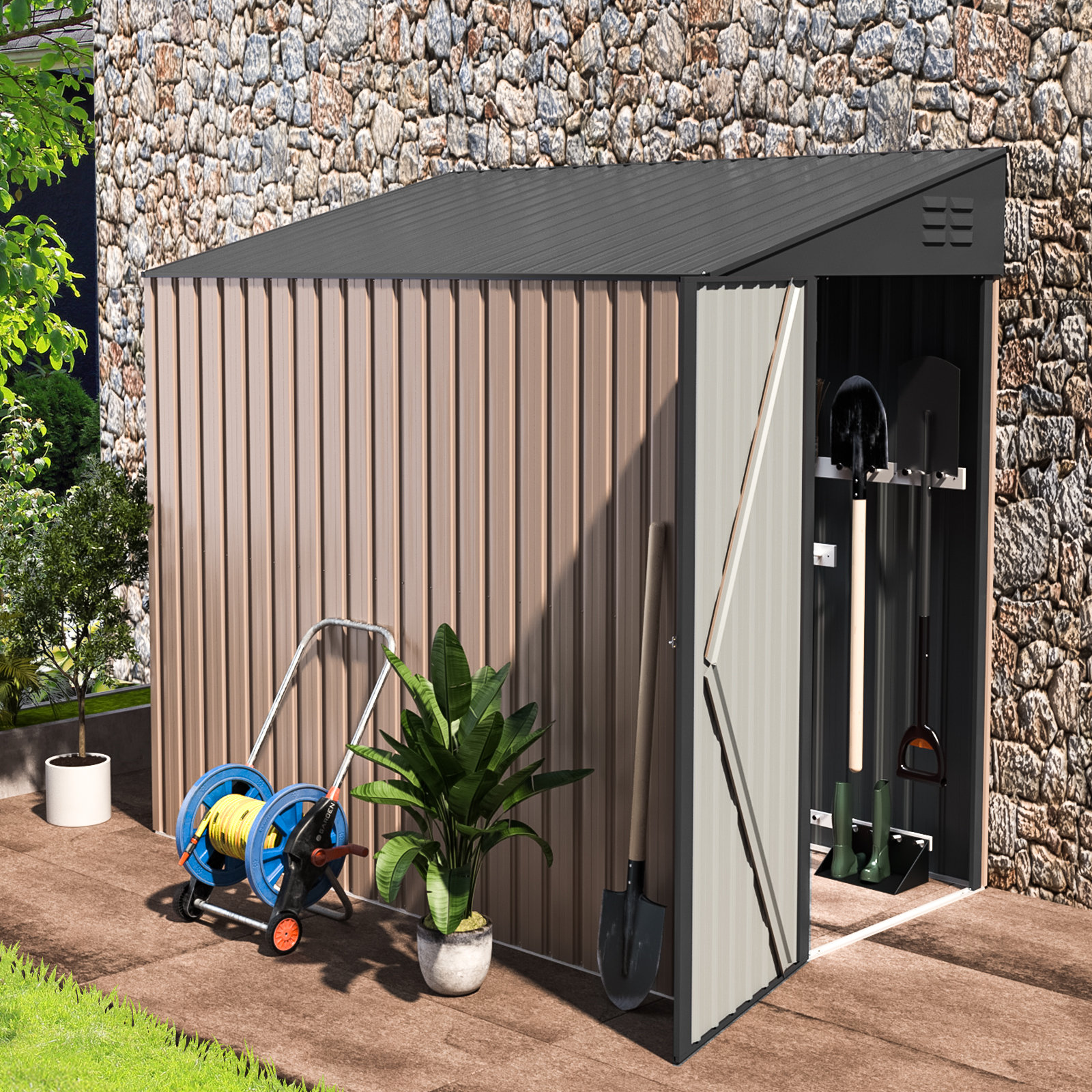 AECOJOY 4. ft. W X 7 ft. D Metal Lean-To Storage Shed & Reviews